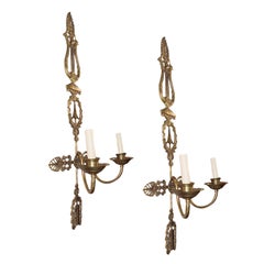 Pair of Large French Gilt Bronze Sconces