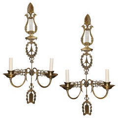 Pair of Large French Gilt Bronze Sconces