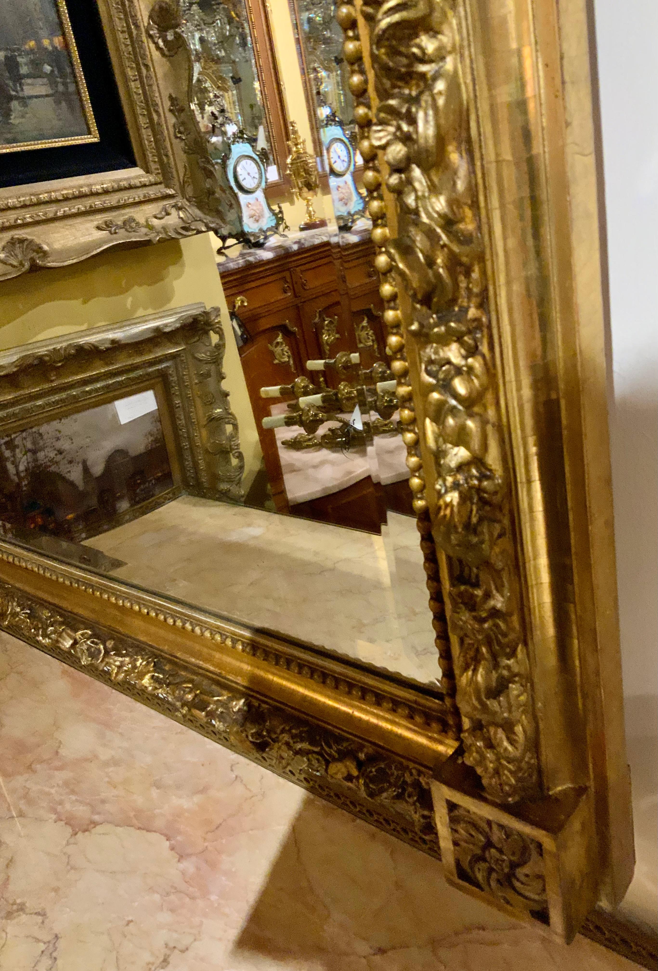 Pair of Large French Giltwood Pier Mirrors, 19th Century 3