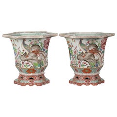 Pair of Large French Hexagonal Cachepots, circa 1880