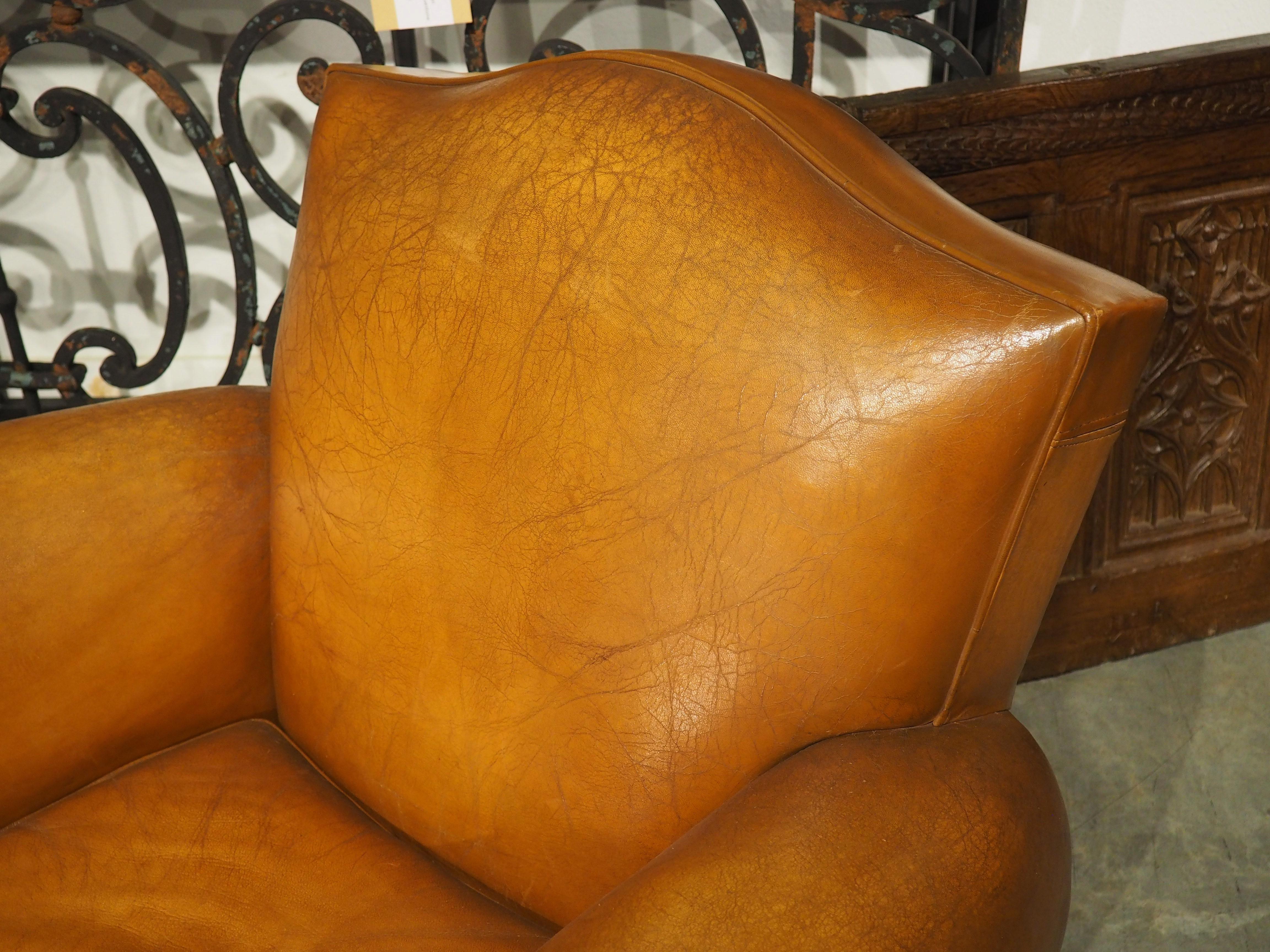 Pair of Large French Leather Club Chairs, Circa 1950 6