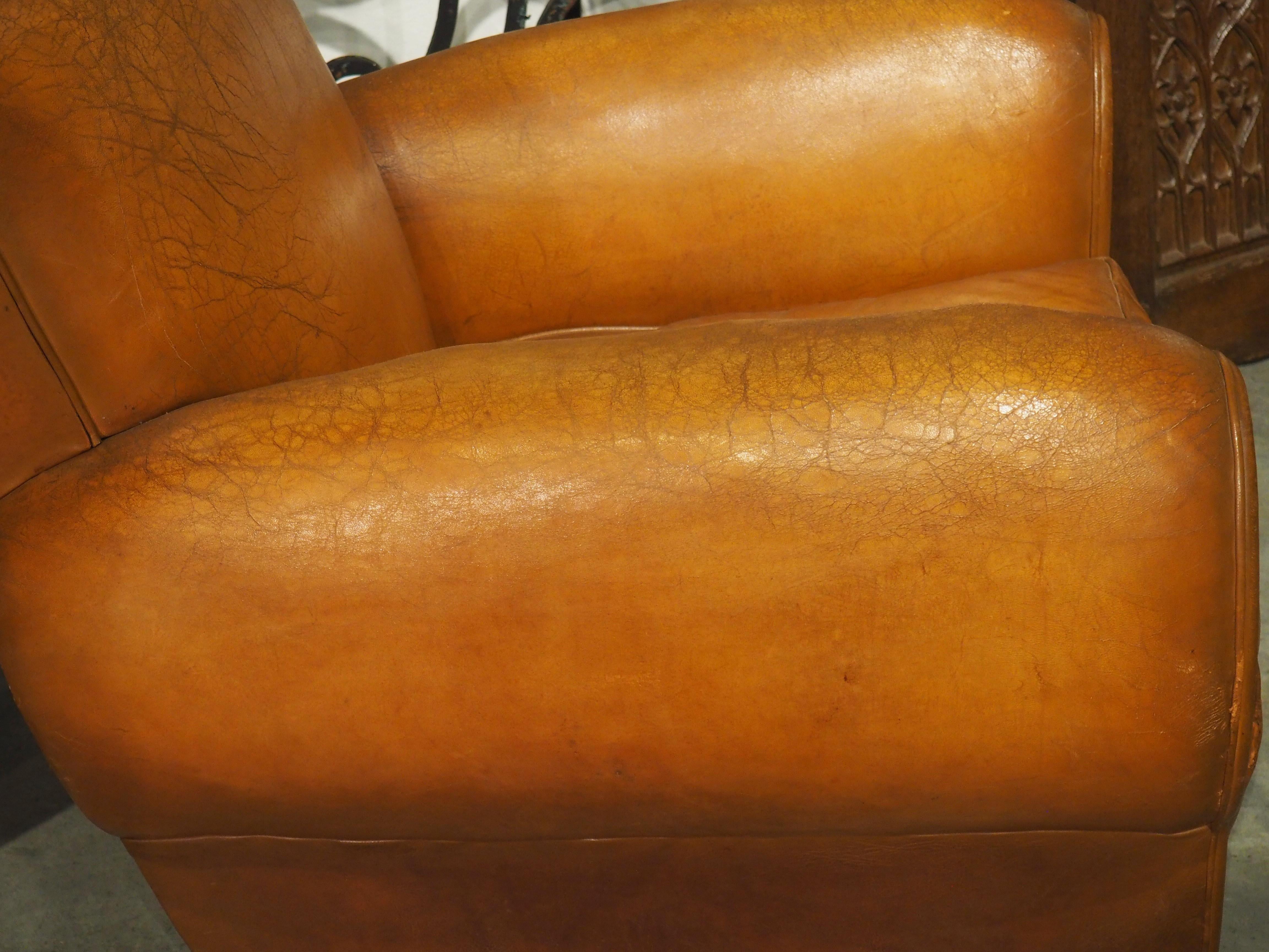 Pair of Large French Leather Club Chairs, Circa 1950 13