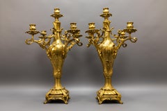 Pair of Large French Louis XV Style Bronze Candelabras, ca. 1920
