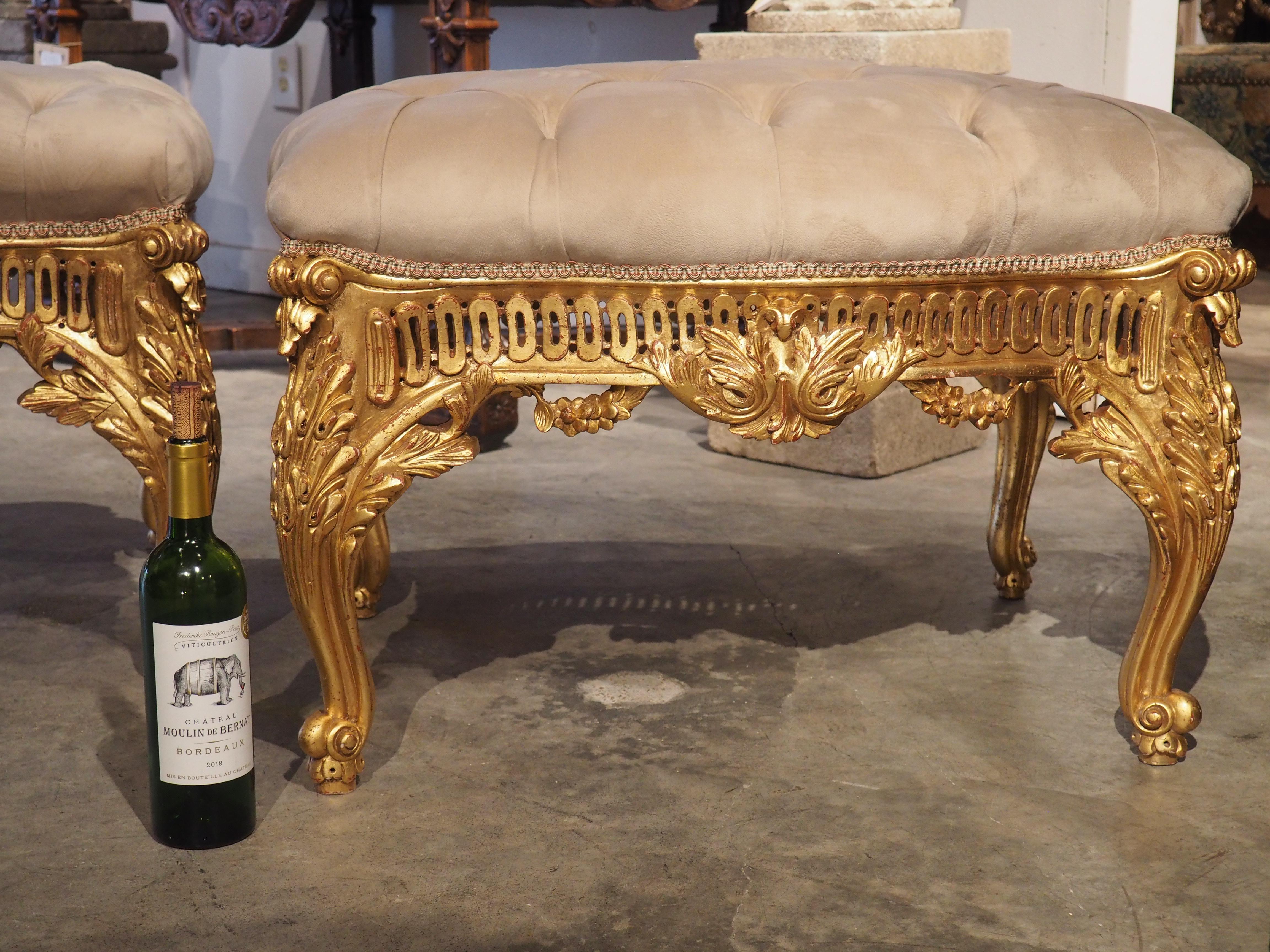 Pair of Large French Louis XV Style Tabouret Seats, 20th Century 10