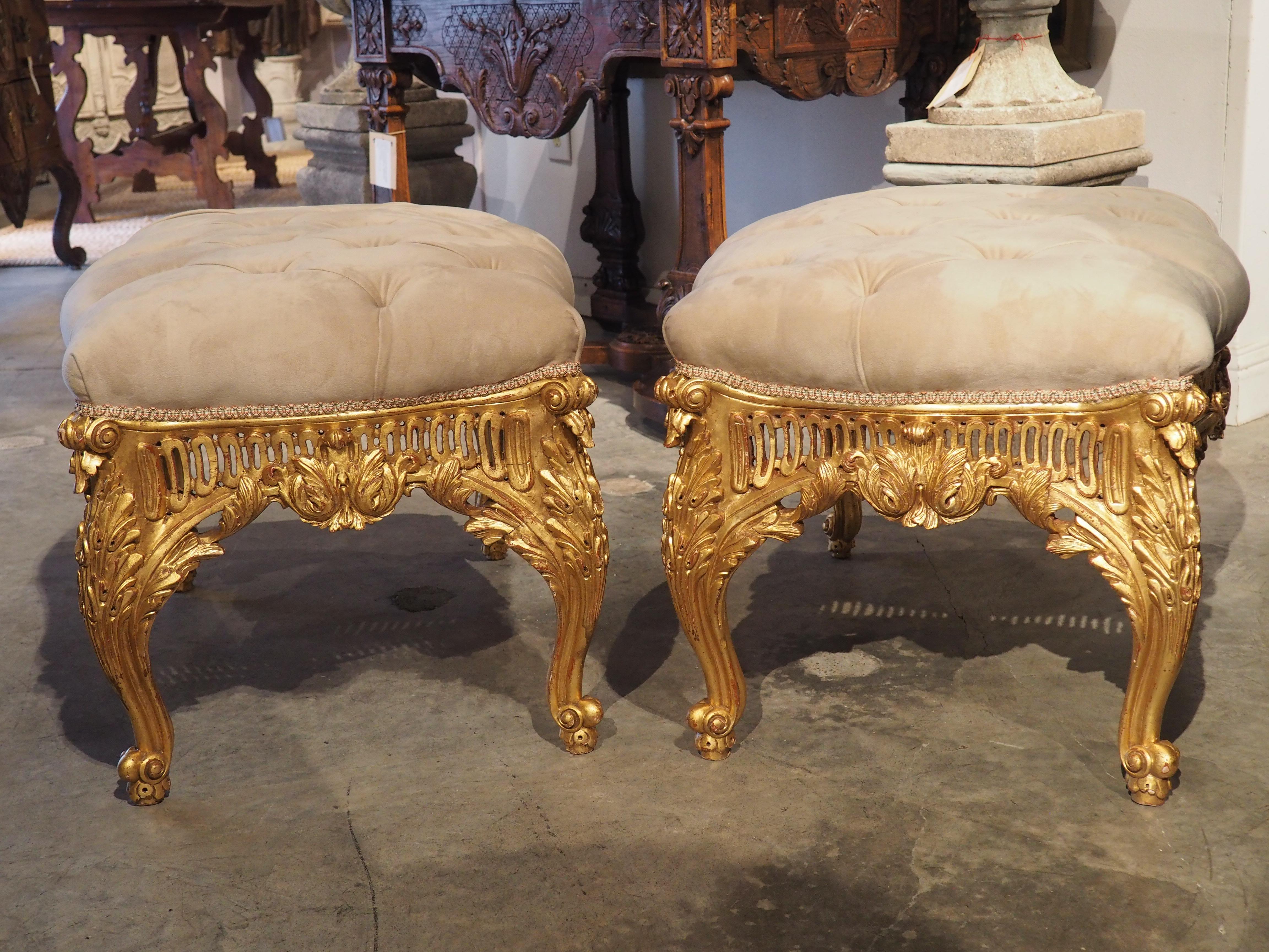 Pair of Large French Louis XV Style Tabouret Seats, 20th Century 11