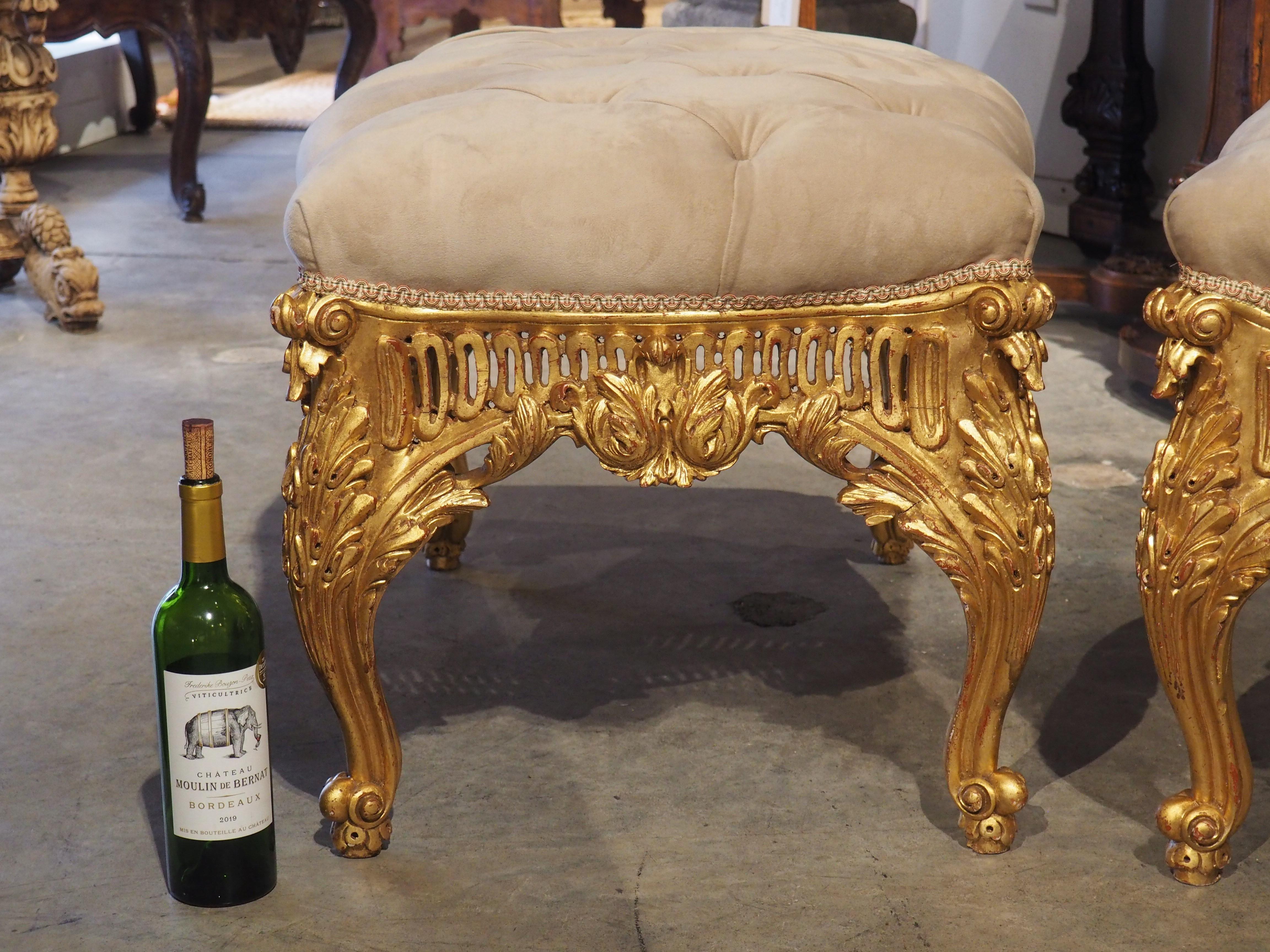 Pair of Large French Louis XV Style Tabouret Seats, 20th Century 12