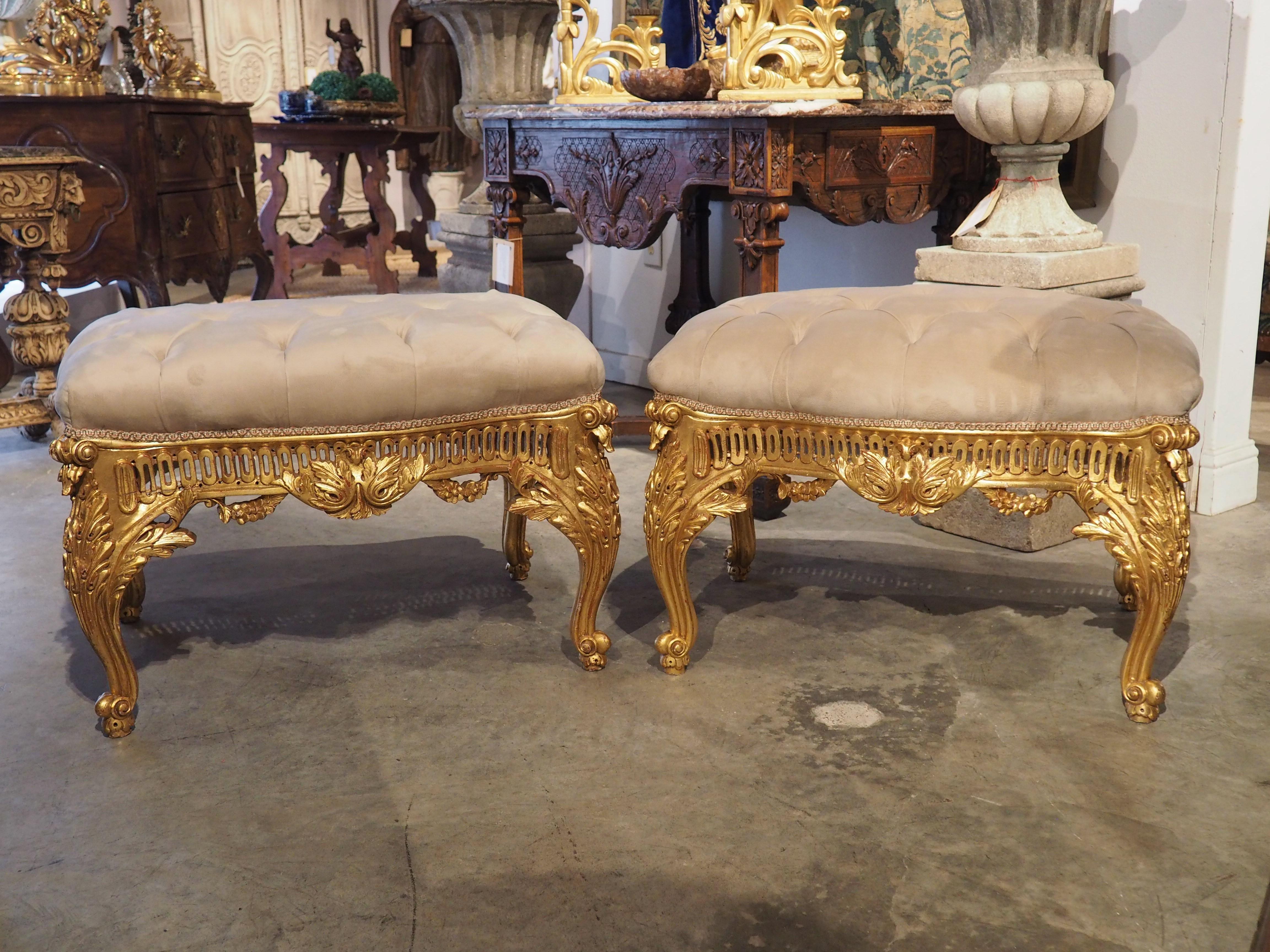 Pair of Large French Louis XV Style Tabouret Seats, 20th Century 15