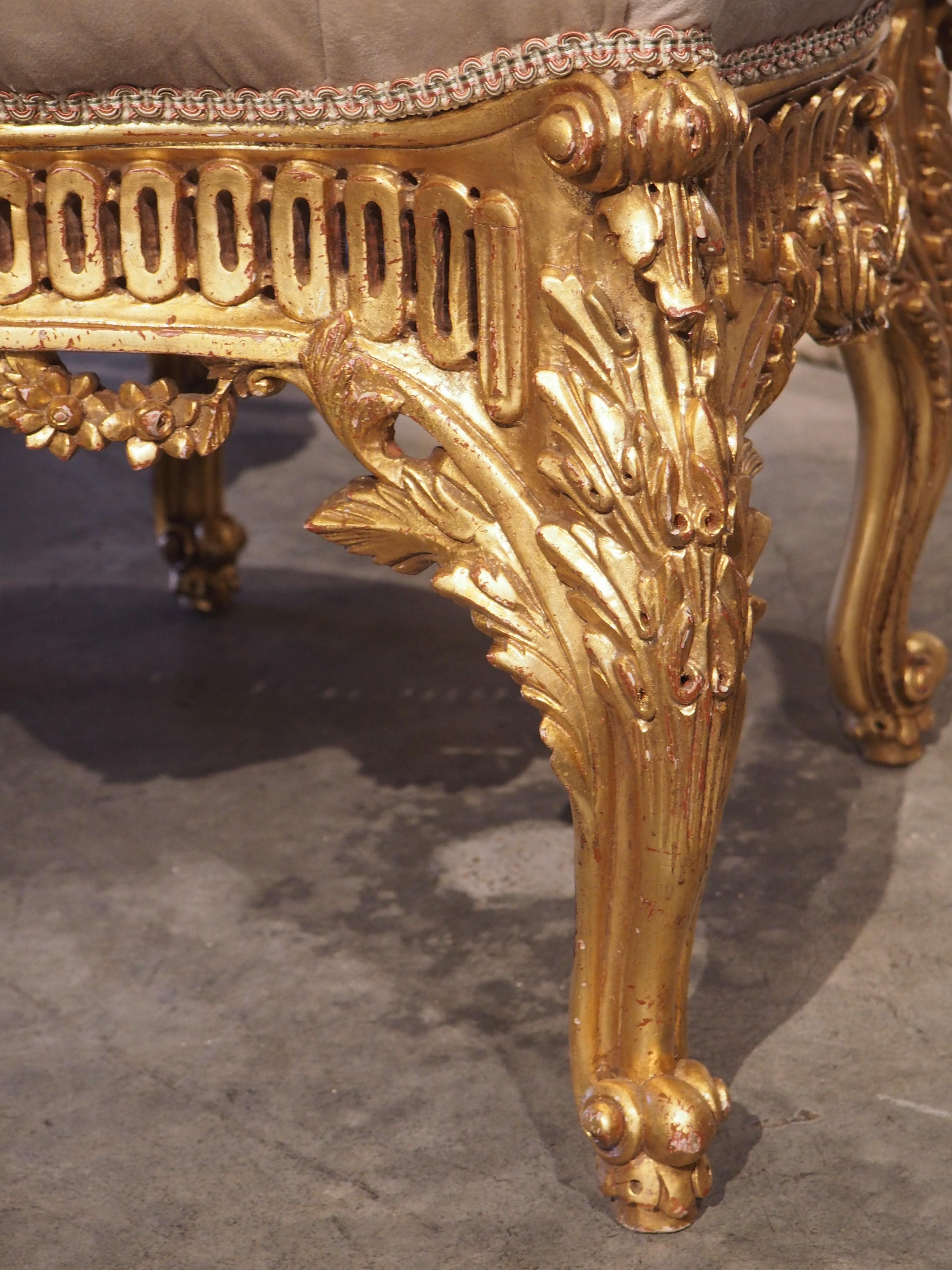 Pair of Large French Louis XV Style Tabouret Seats, 20th Century 1