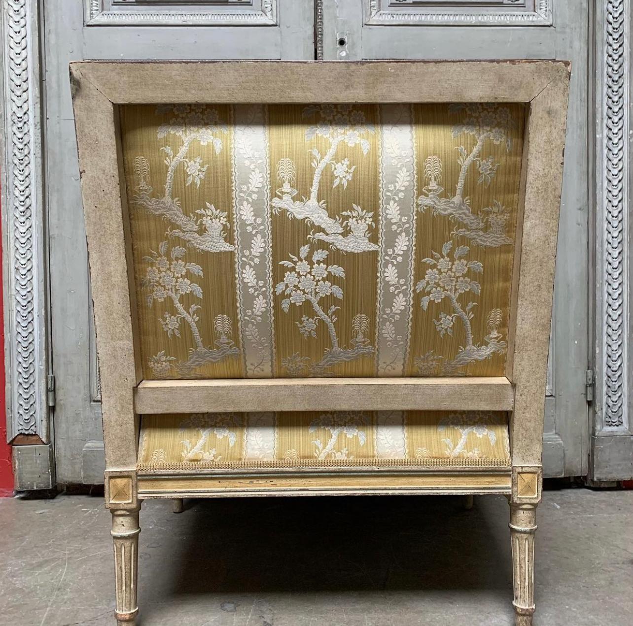 20th Century Pair of Large French Louis XVI Style Bergeres with a Painted Finish
