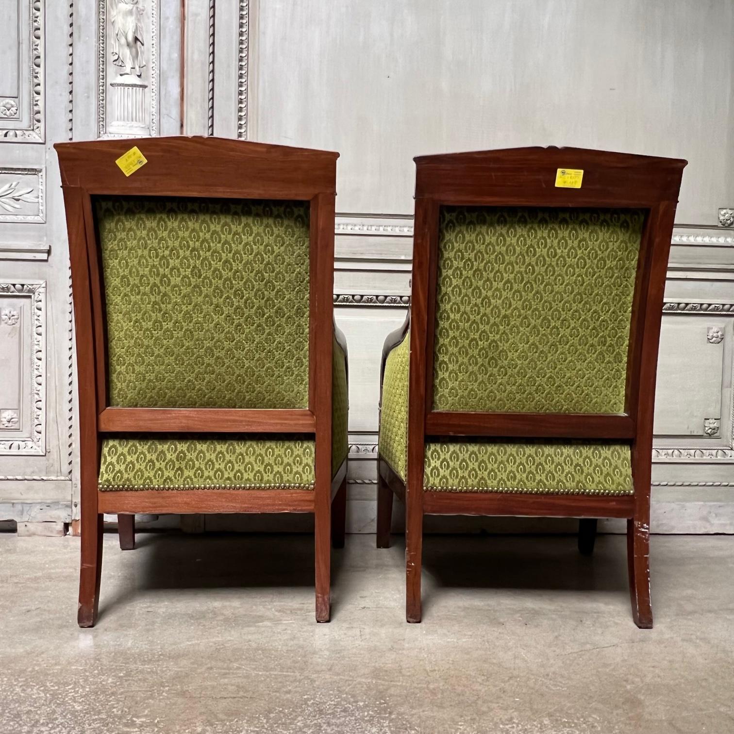 19th Century Pair of Large French Mahogany Charles X Bergeres For Sale
