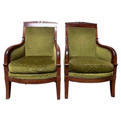 Pair of Large French Mahogany Charles X Bergeres