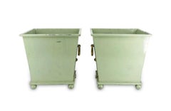 Pair of Large French Metal Green and Gilt Garden Planters
