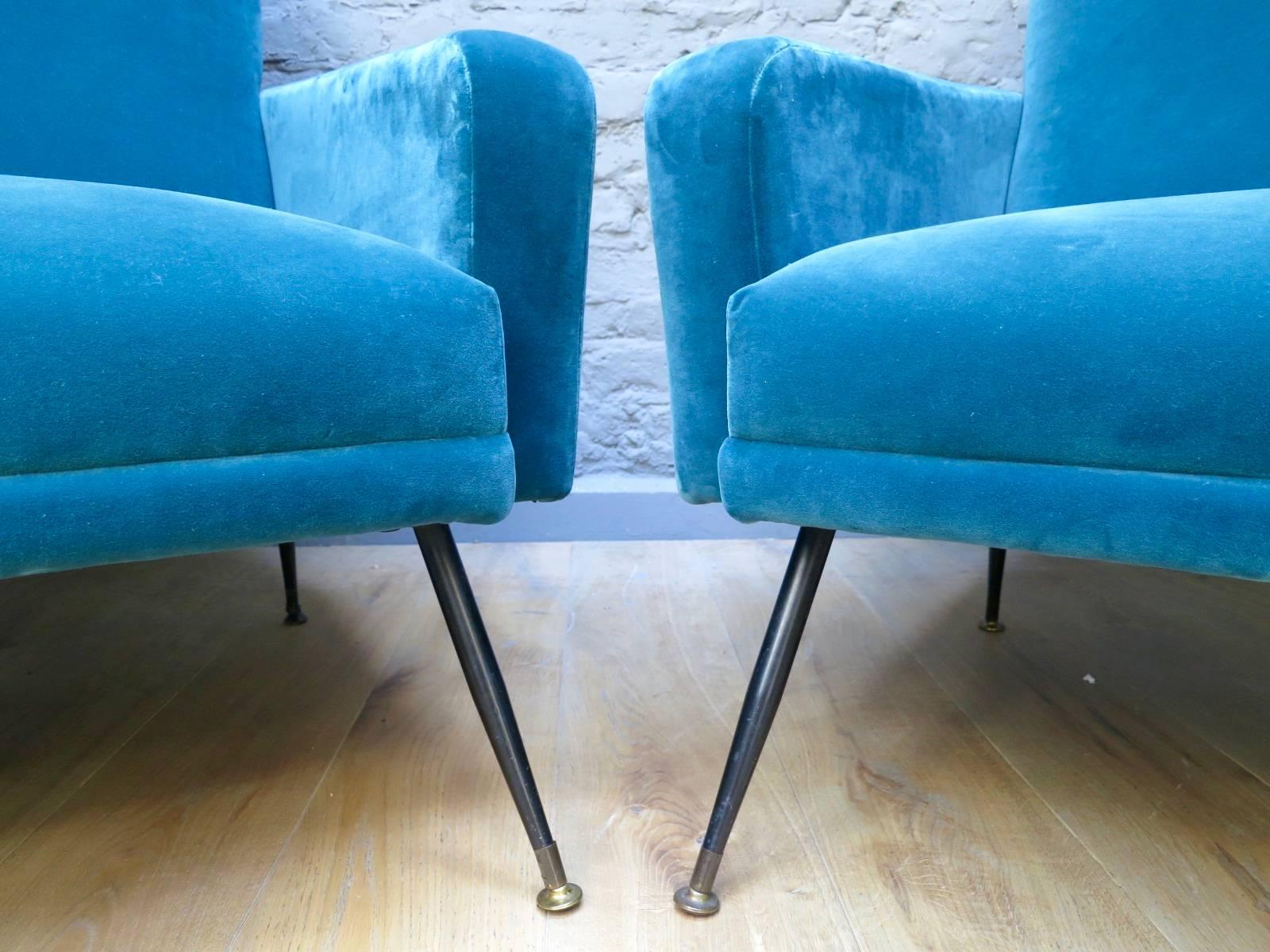 Mid-Century Modern Pair of Large French Midcentury Armchairs