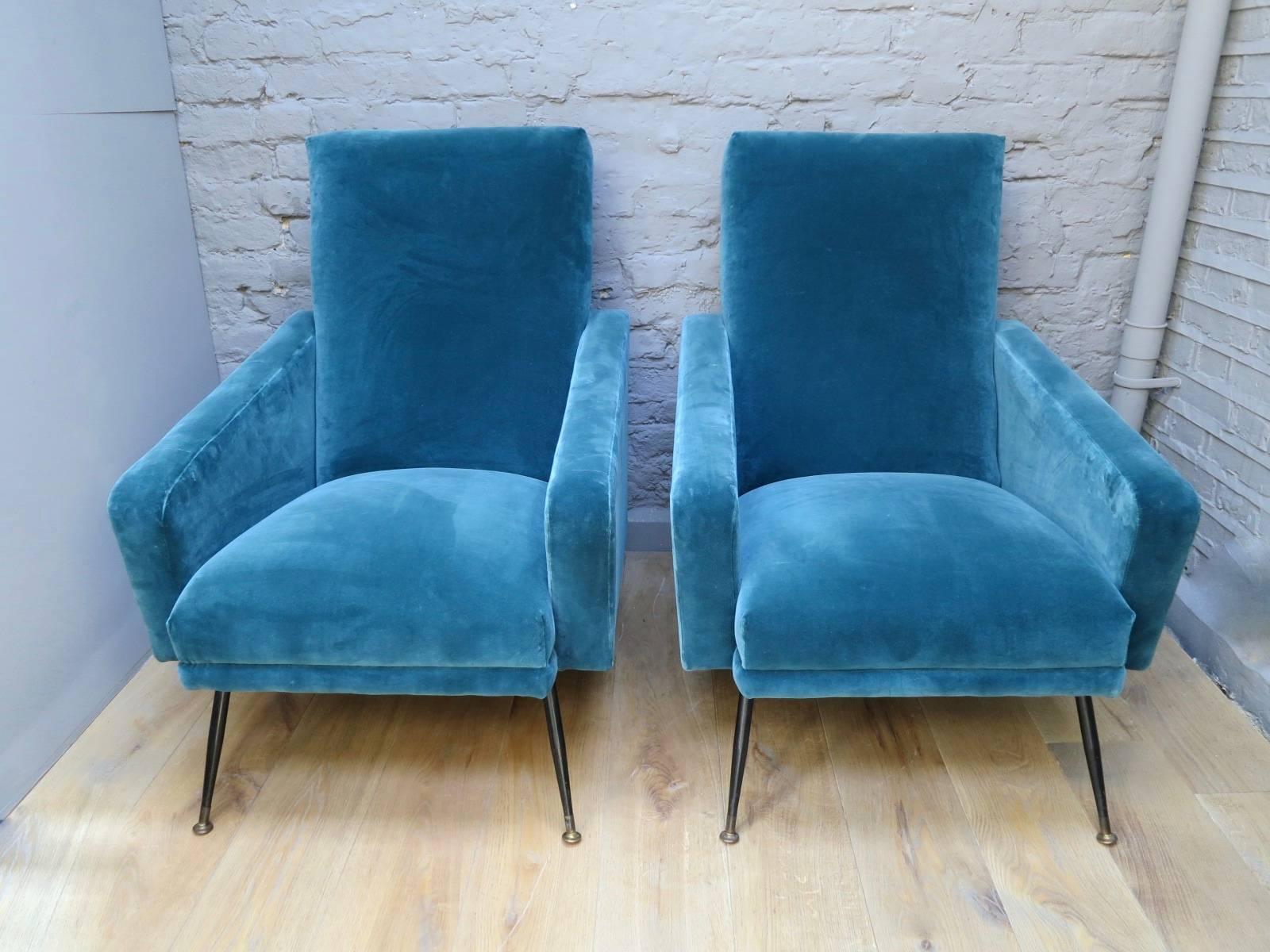 20th Century Pair of Large French Midcentury Armchairs