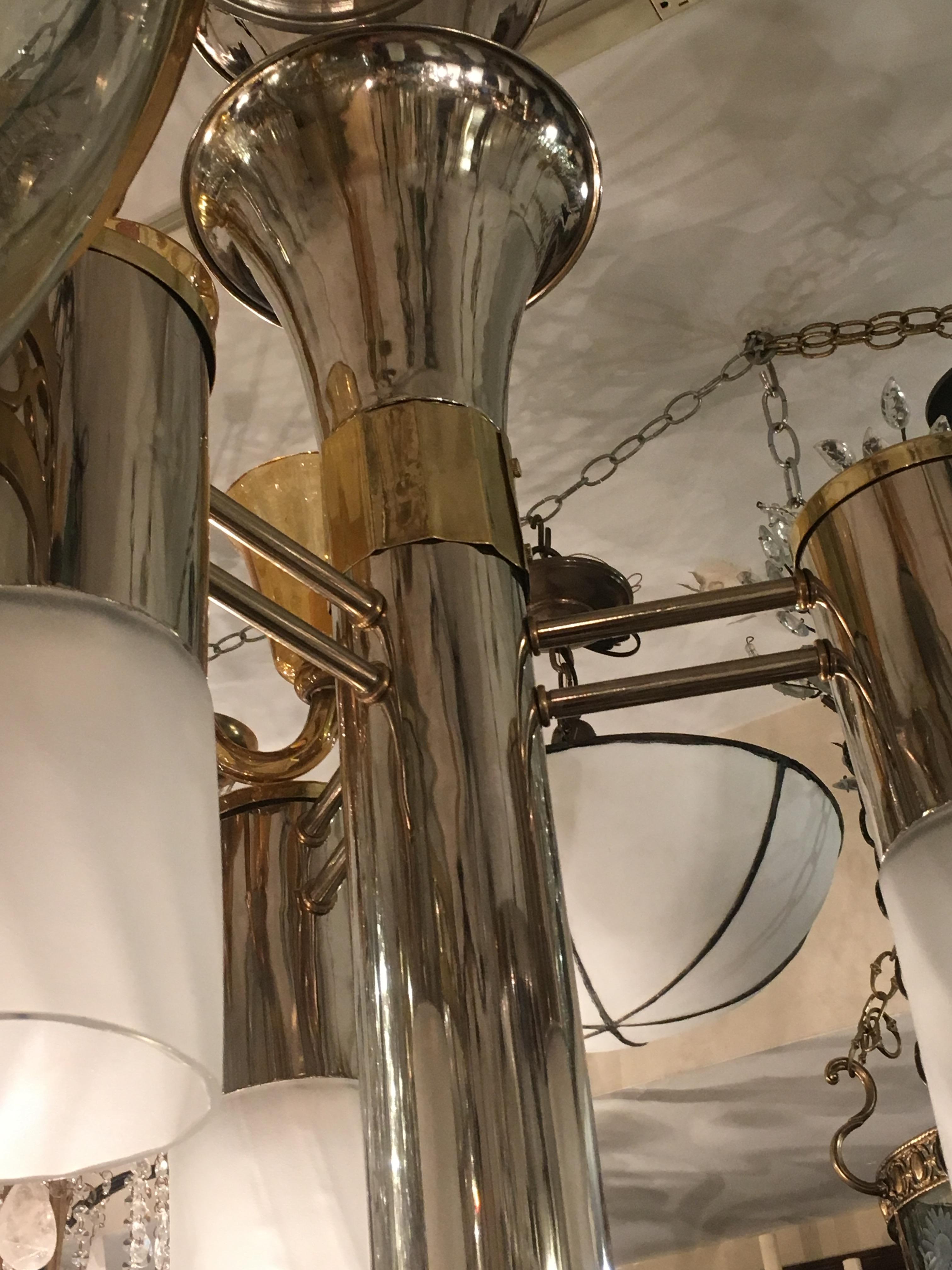 Pair of Large French Midcentury Chandeliers / Sold Individually For Sale 1