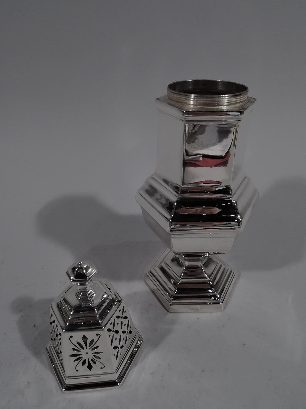 Art Deco Pair of Large French Modern Classical Silver Sugar Casters by Tetard