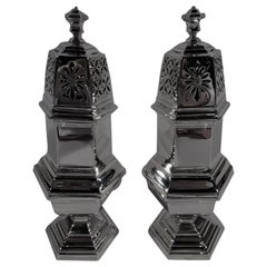 Pair of Large French Modern Classical Silver Sugar Casters by Tetard