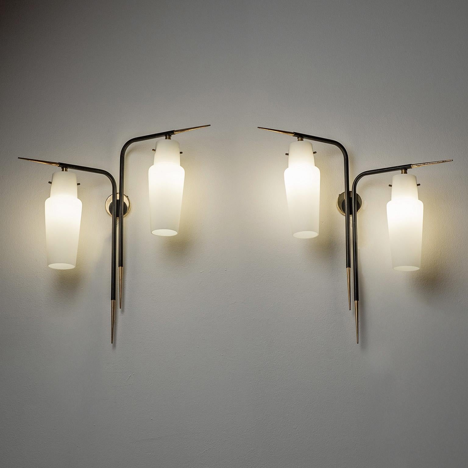 Pair of Large French Modernist Wall Lights, 1950s For Sale 7