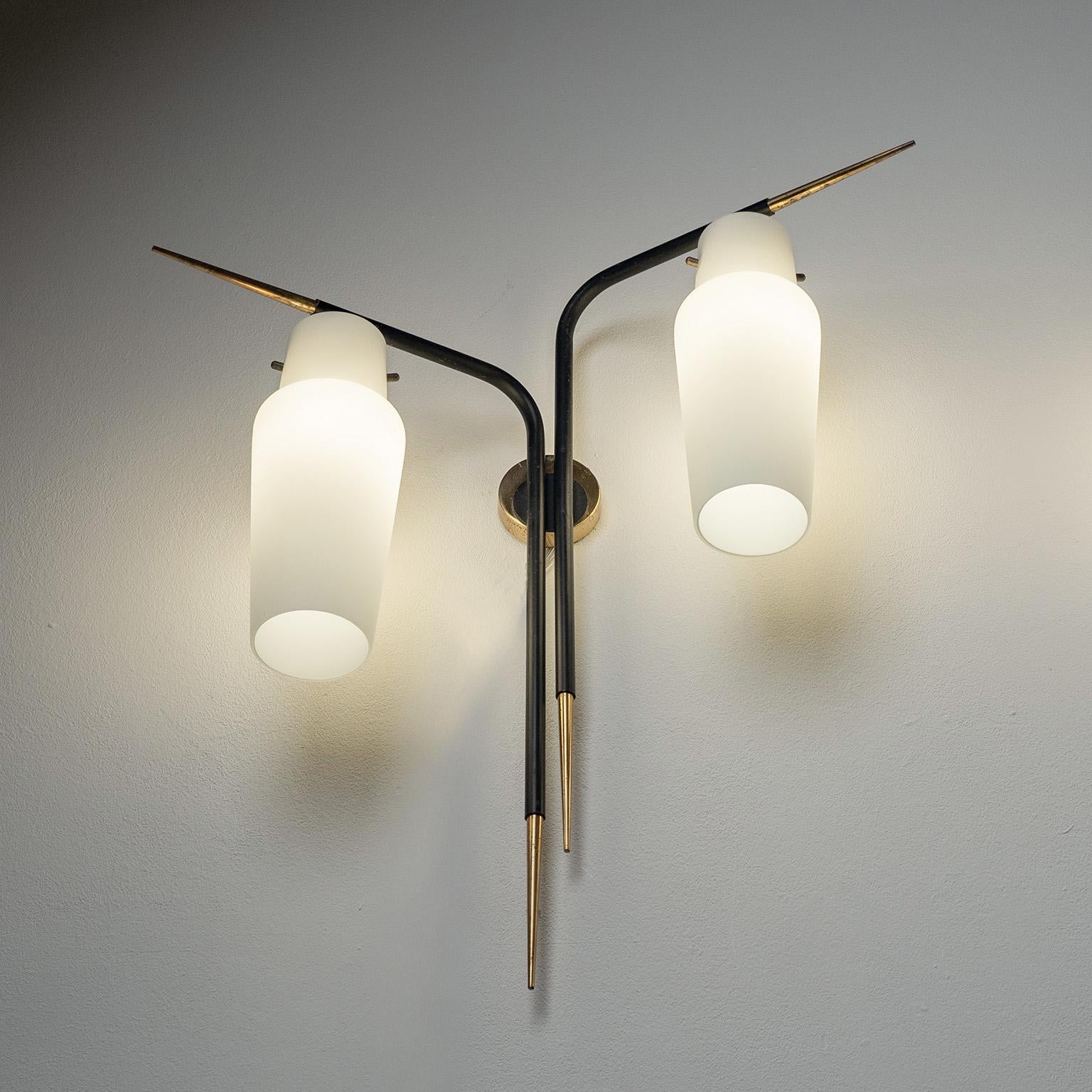 Pair of Large French Modernist Wall Lights, 1950s For Sale 1