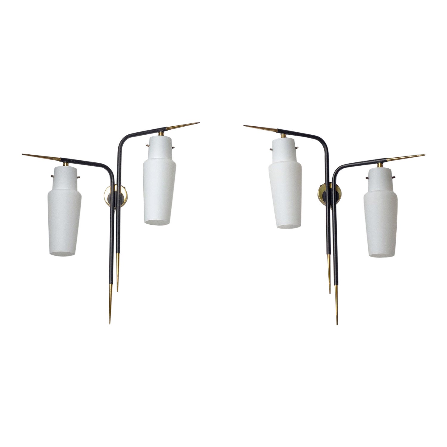 Pair of Large French Modernist Wall Lights, 1950s