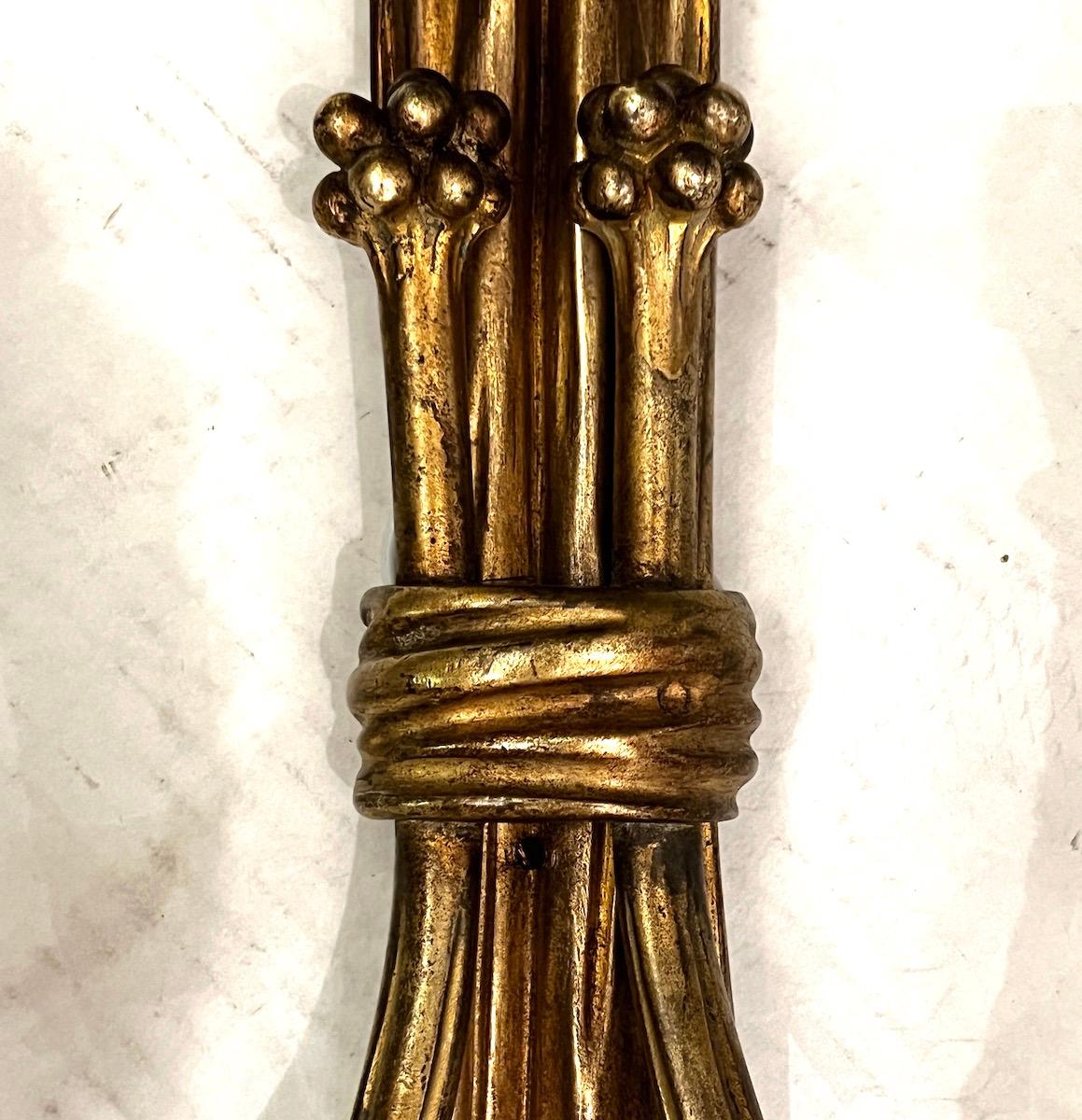 Pair of Large French Neoclassic Bronze Sconces In Good Condition For Sale In New York, NY