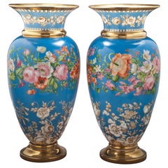 Pair of Large French Opaline Vases, circa 1830