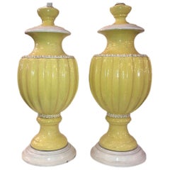 Pair of Large French Porcelain Lamps