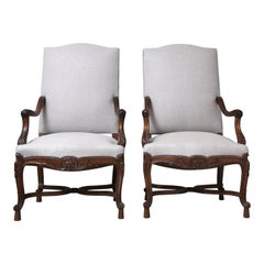 Pair of Large French Regence Style Armchairs