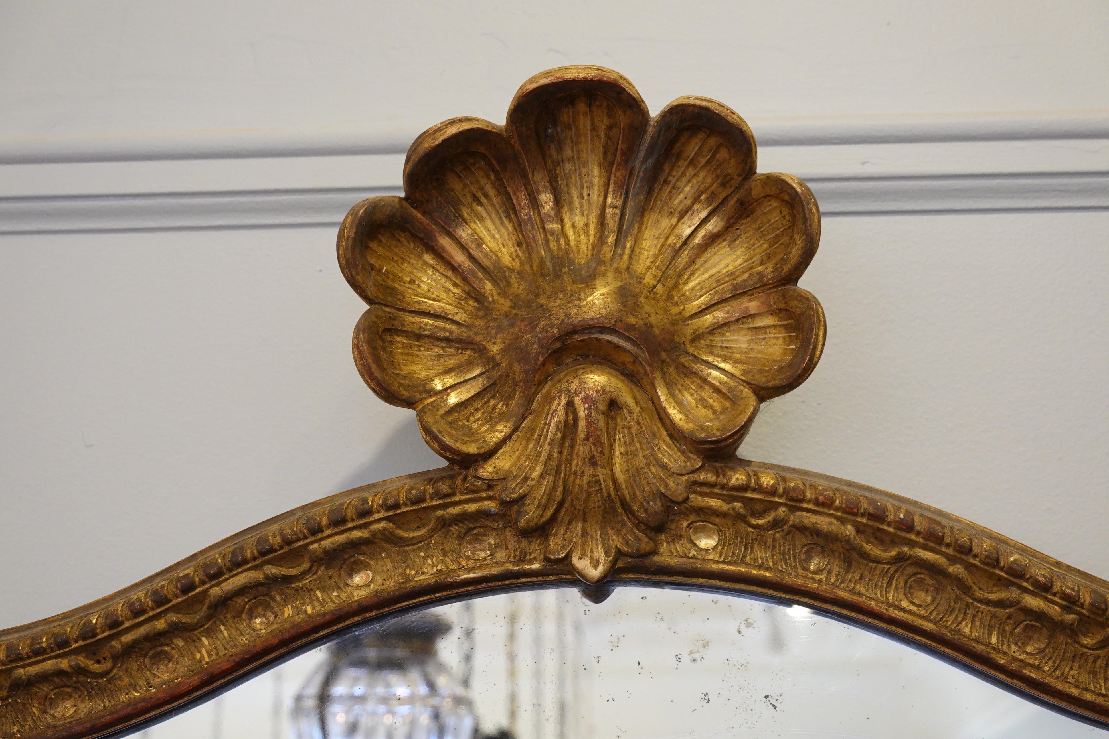 Pair of Large French Regence Style Mirrors with Scallop Shell Cartouche In Good Condition In Pembroke, MA