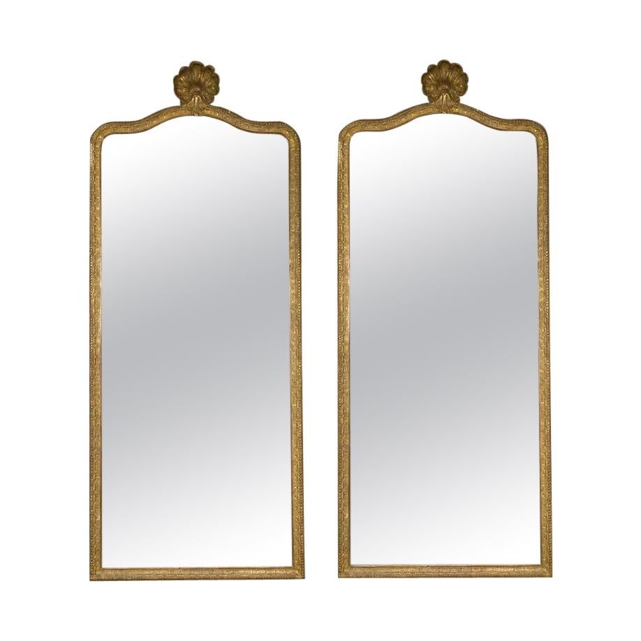 Pair of Large French Regence Style Mirrors with Scallop Shell Cartouche