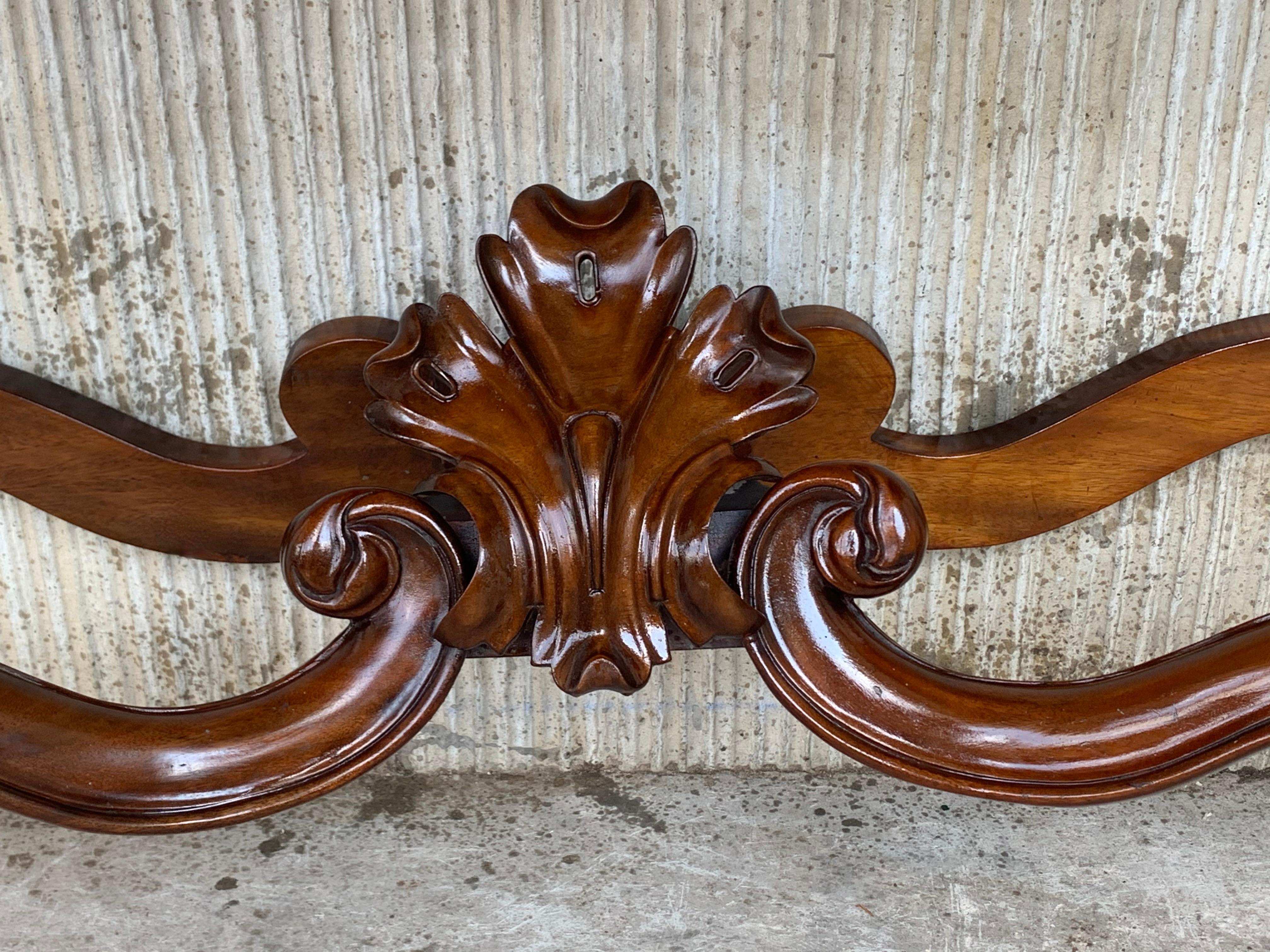 Large French Regency Carved Walnut Console Table with White Marble Top 10