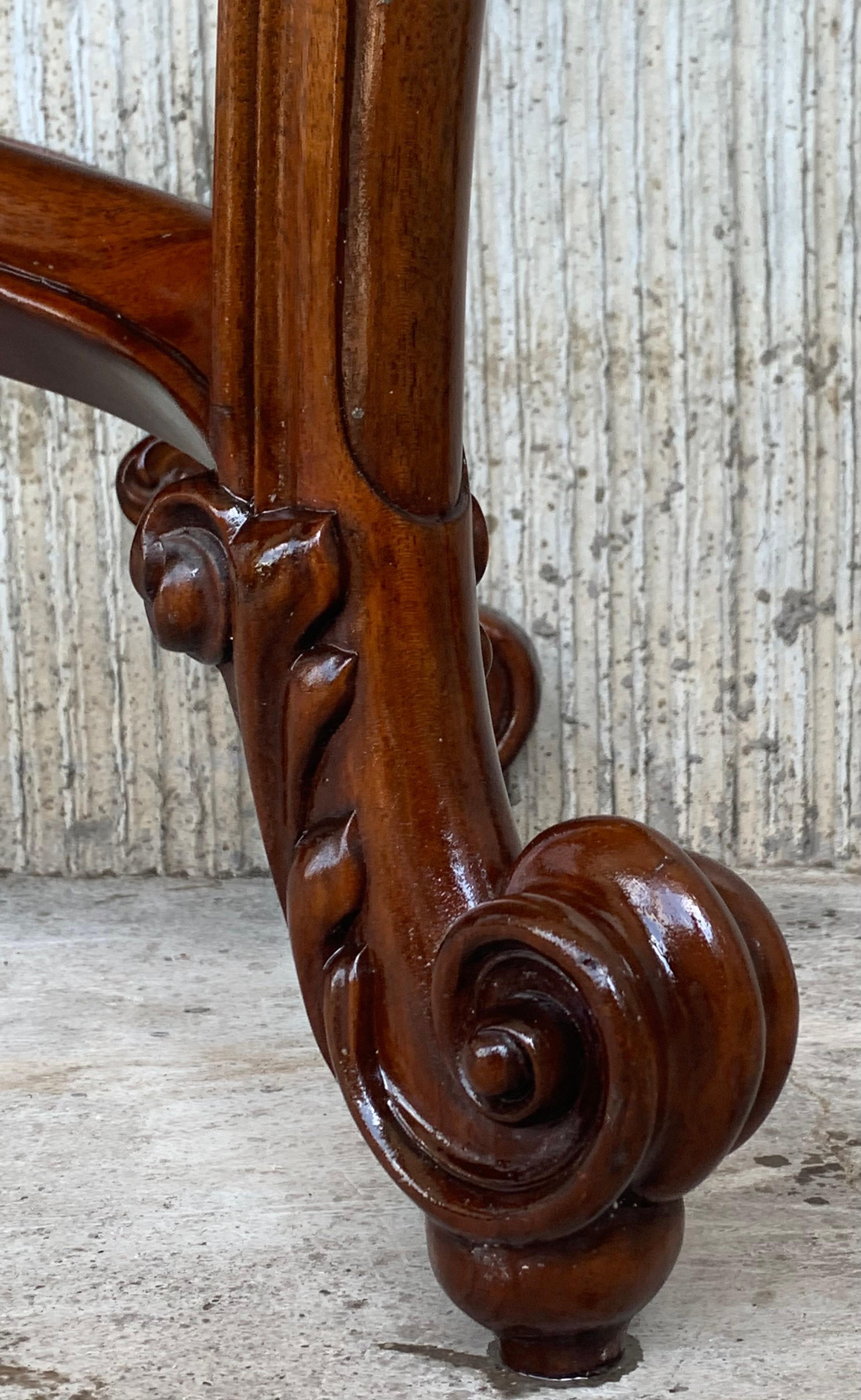  Large French Regency Carved Walnut Console Table with White Marble Top 11