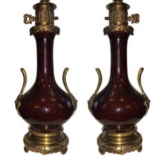 Pair of Large French Sang de Boeuf Lamps