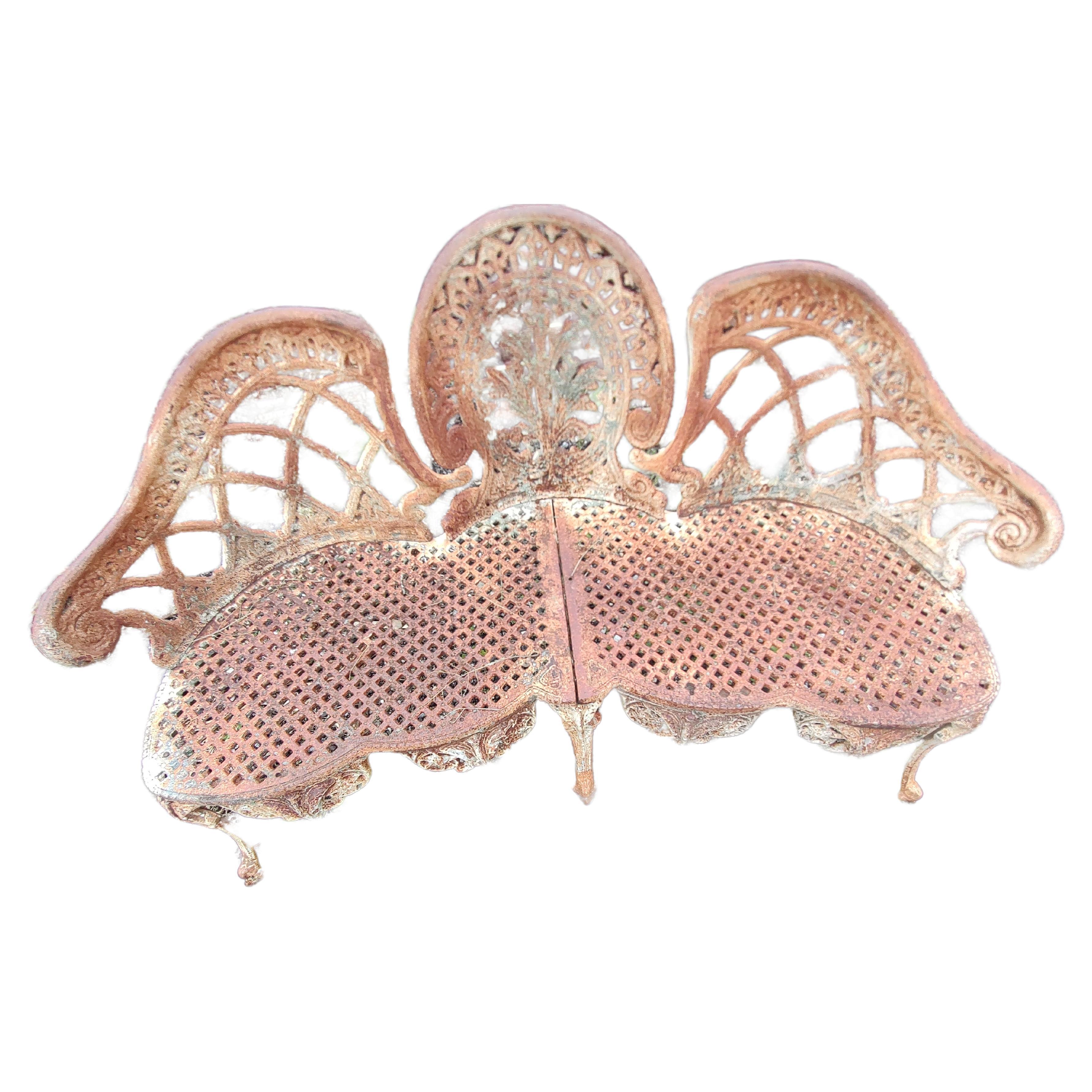 Paire de grands bancs de jardin de style Art Nouveau de l'époque victorienne française en vente 3