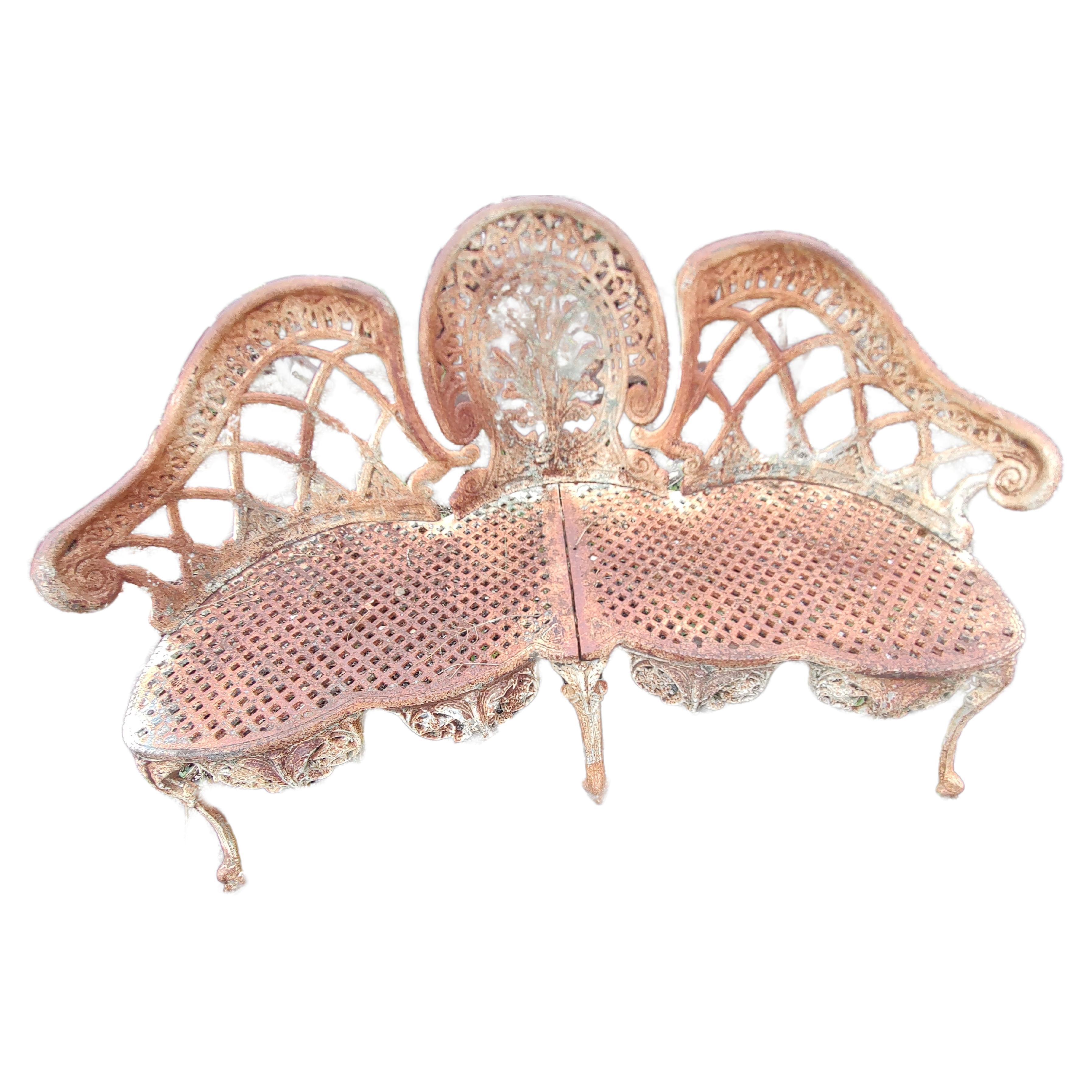 Paire de grands bancs de jardin de style Art Nouveau de l'époque victorienne française en vente 4