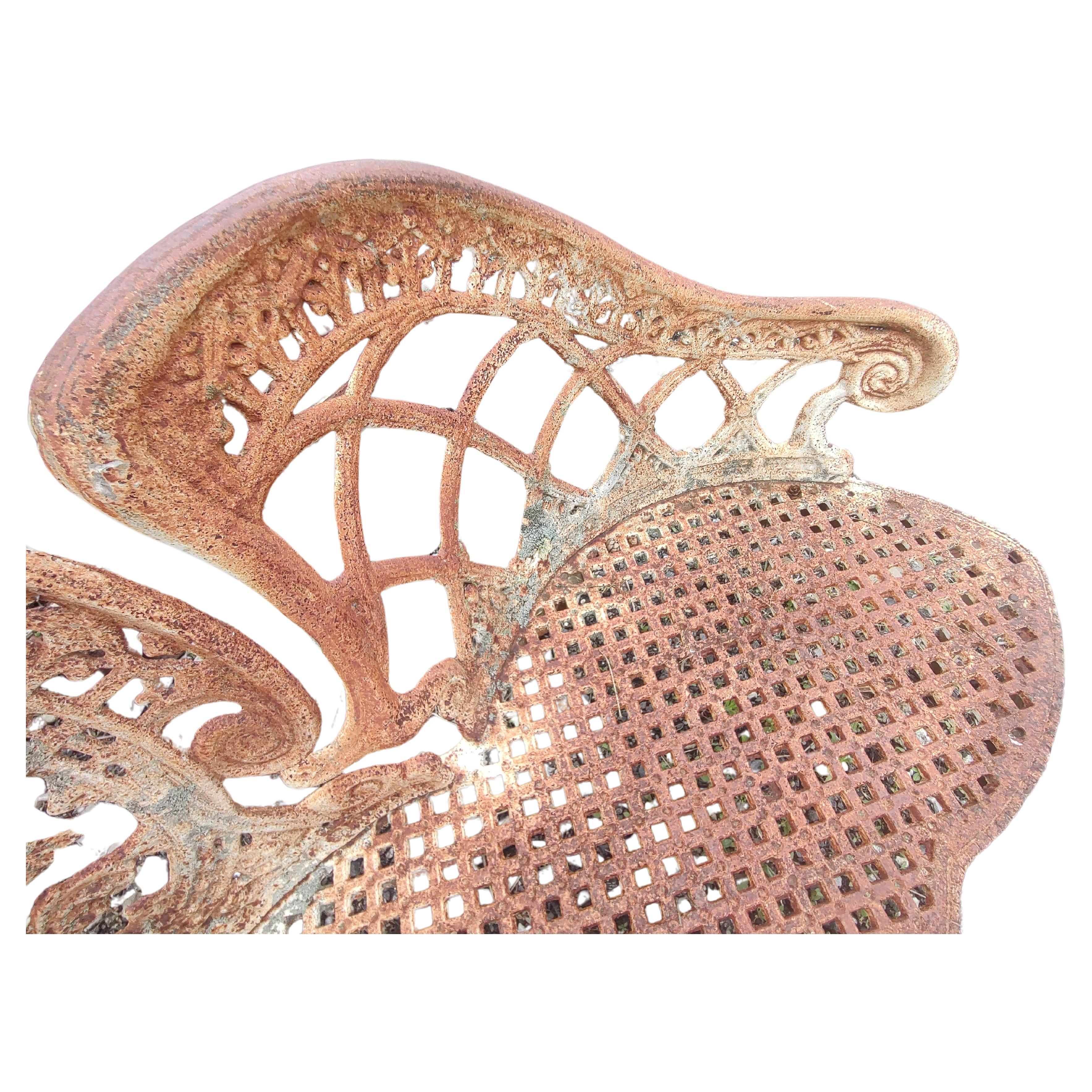 Fer Paire de grands bancs de jardin de style Art Nouveau de l'époque victorienne française en vente