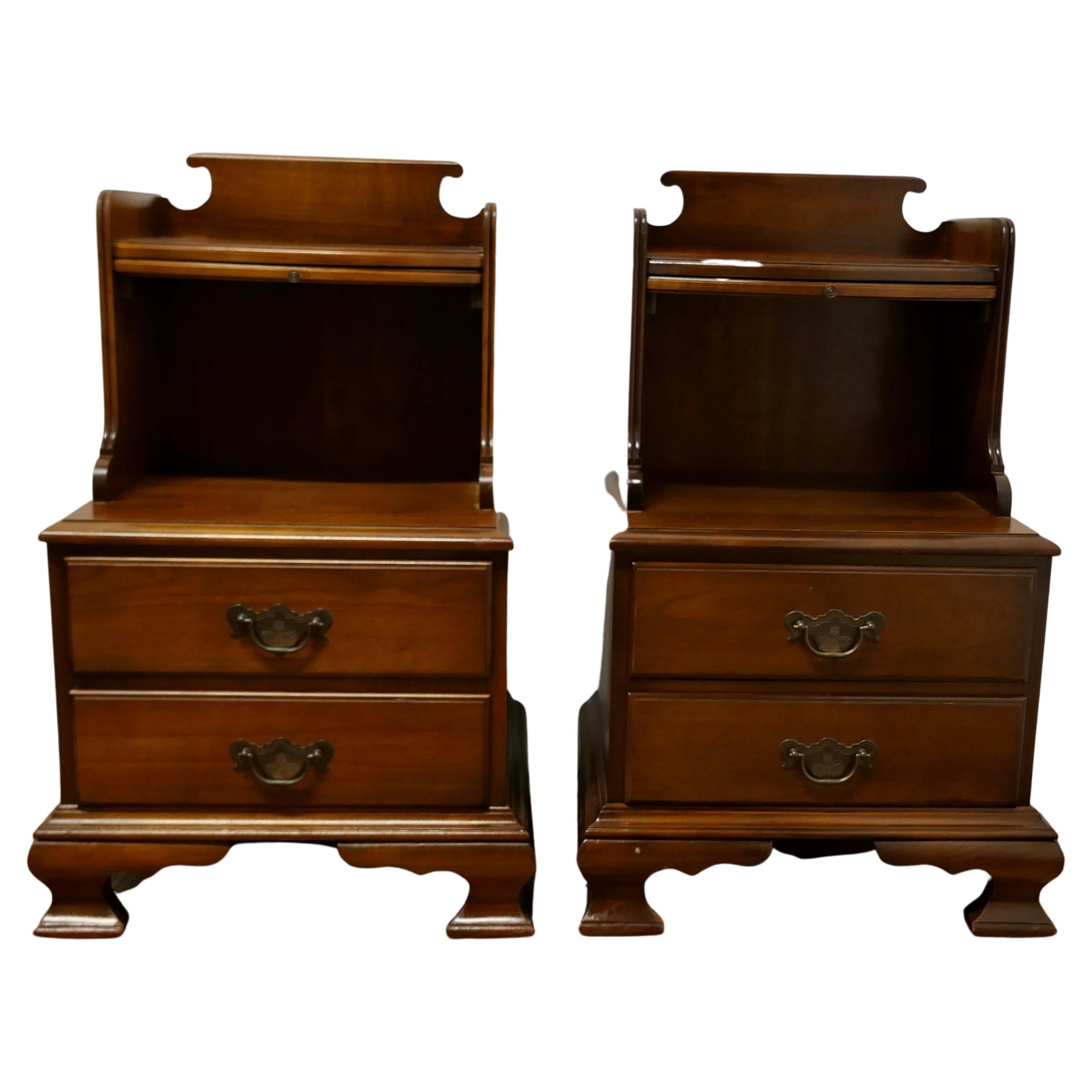 Pair of Large French Walnut Bedside Cabinets 