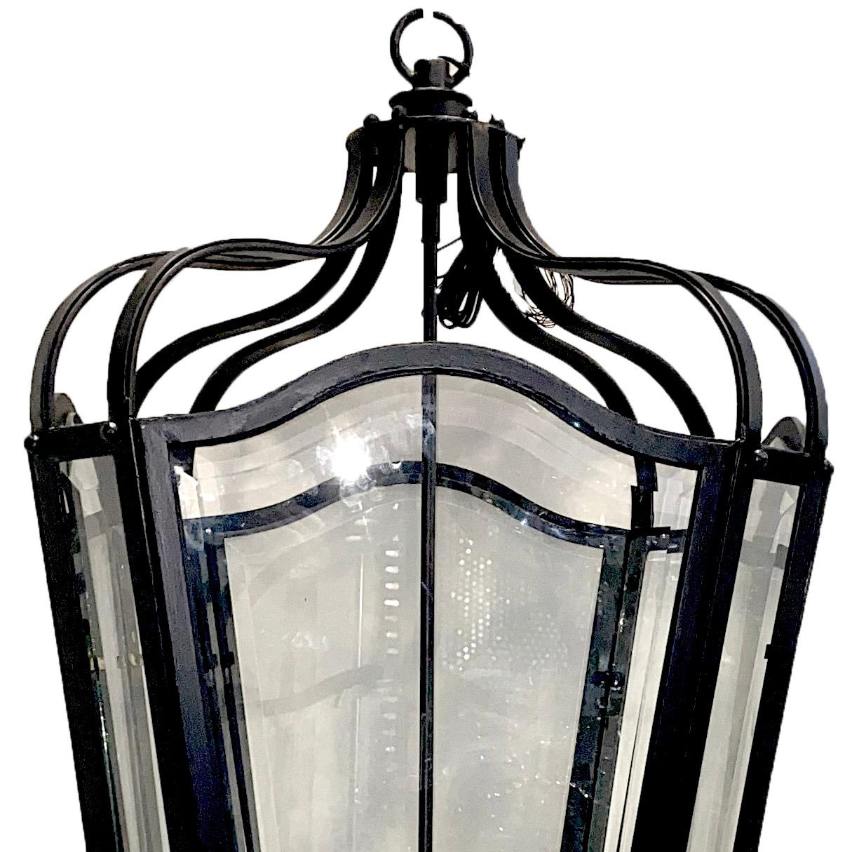 Pair of Large French Wrought Iron Lanterns, Sold Individually In Good Condition For Sale In New York, NY