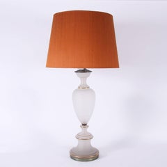 Pair of Large Frosted Glass Table Lamps