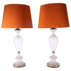 Pair of Large Frosted Glass Table Lamps