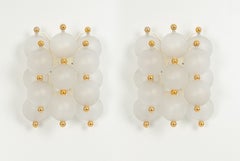 Pair of Large Frosted Glass Wall Light by Kinkeldey, Germany, 1970s