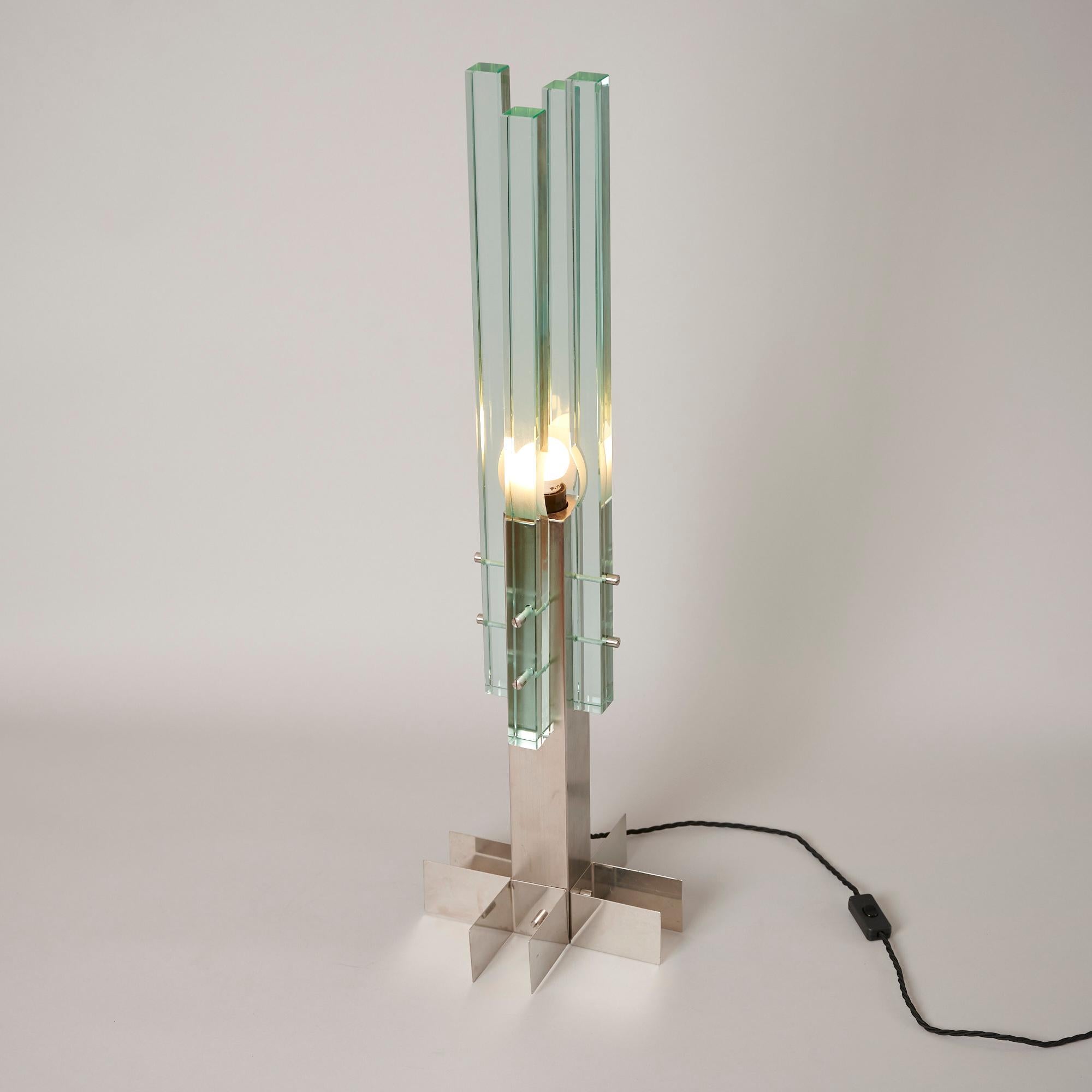 Vetro Coppia di grandi lampade da tavolo minimaliste Gallotti & Radice, Italia, 1965 ca. in vendita
