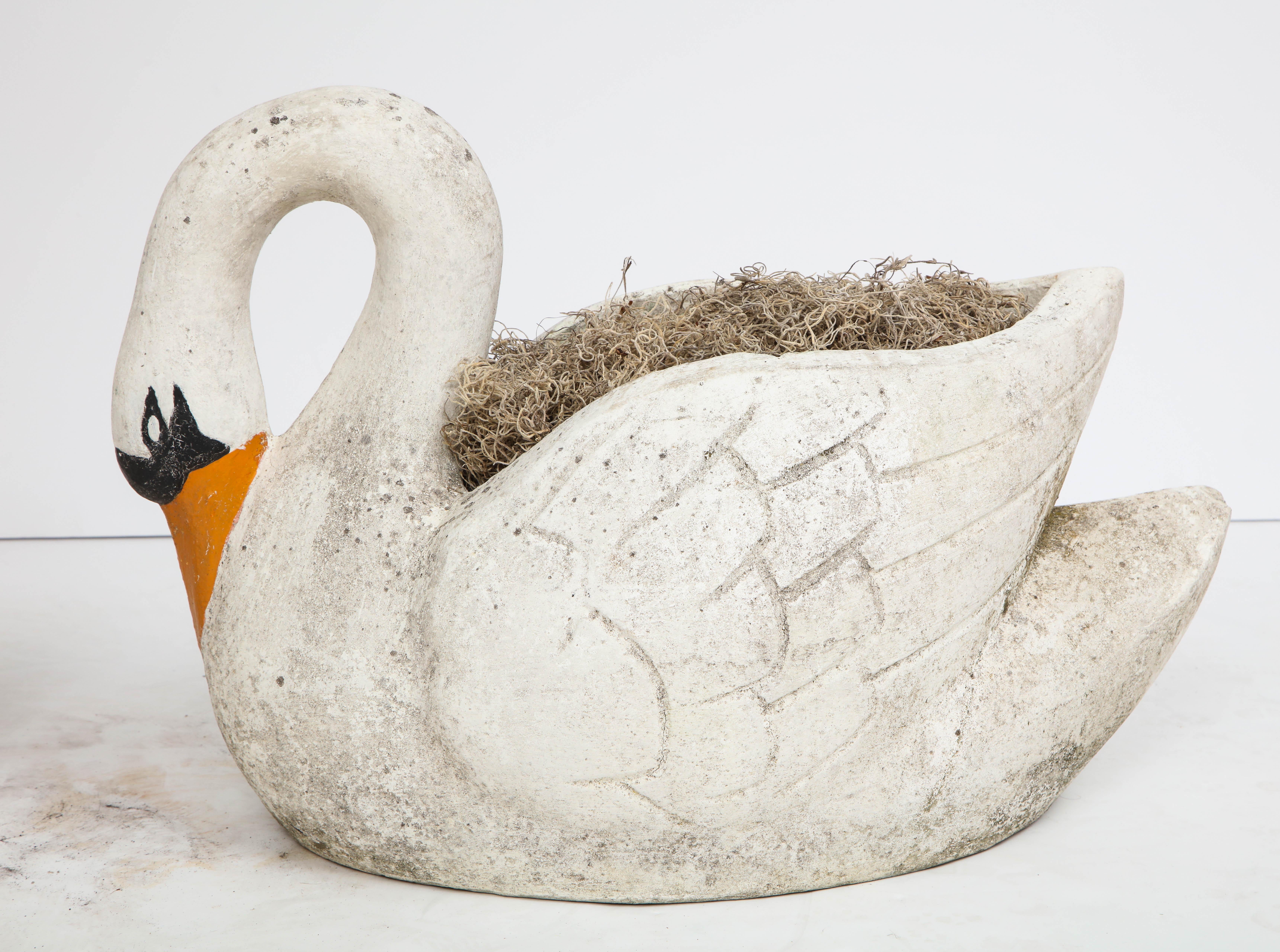 large outdoor swan planters