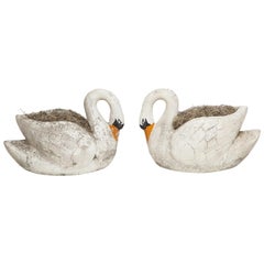 Pair of Large Garden Swan Planters