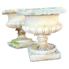 Pair of Large Garden Urns, Chambord Model, France 20th Century