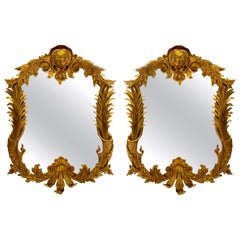 Pair of Large George III Style Giltwood Mirrors