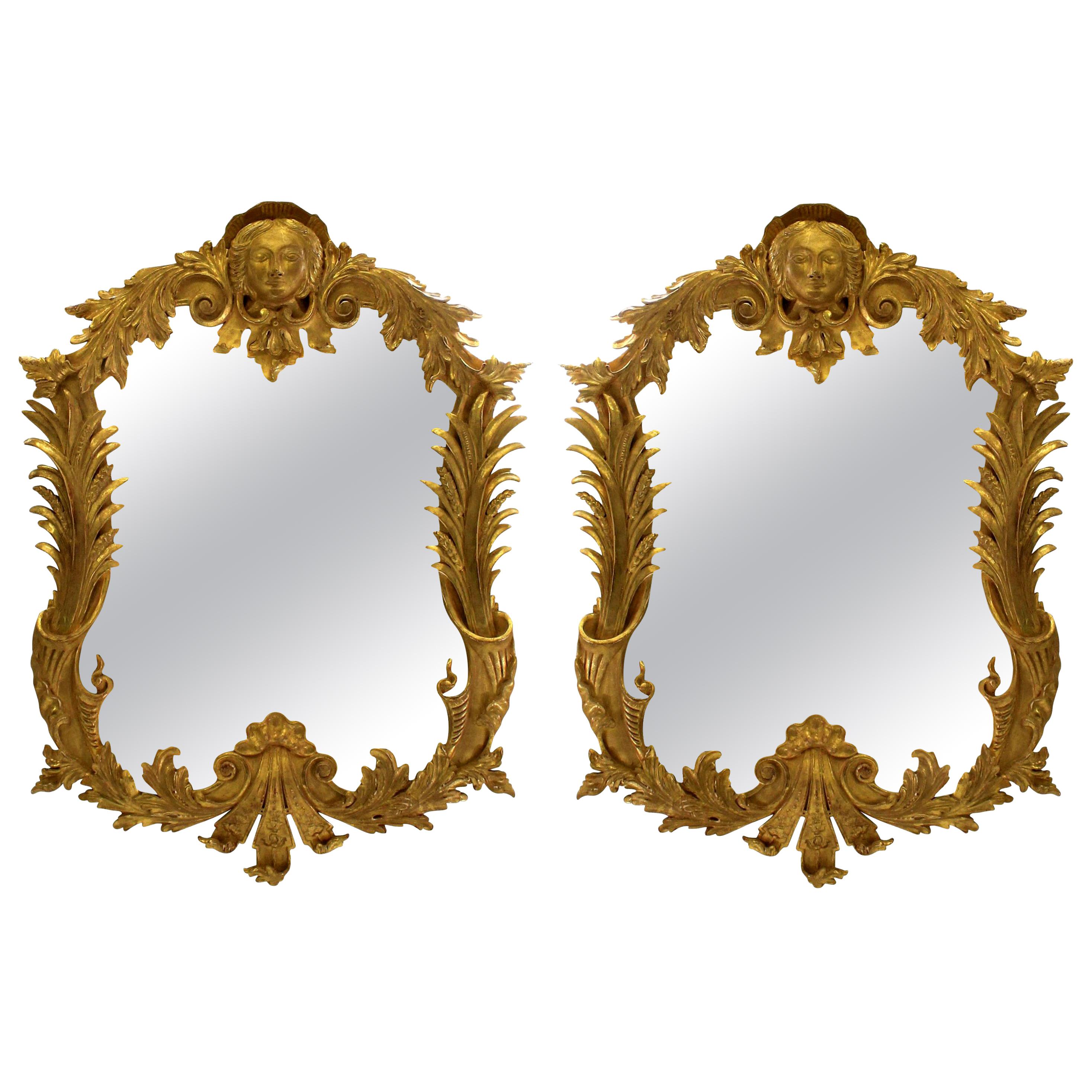 Pair of Large George III Style Giltwood Mirrors
