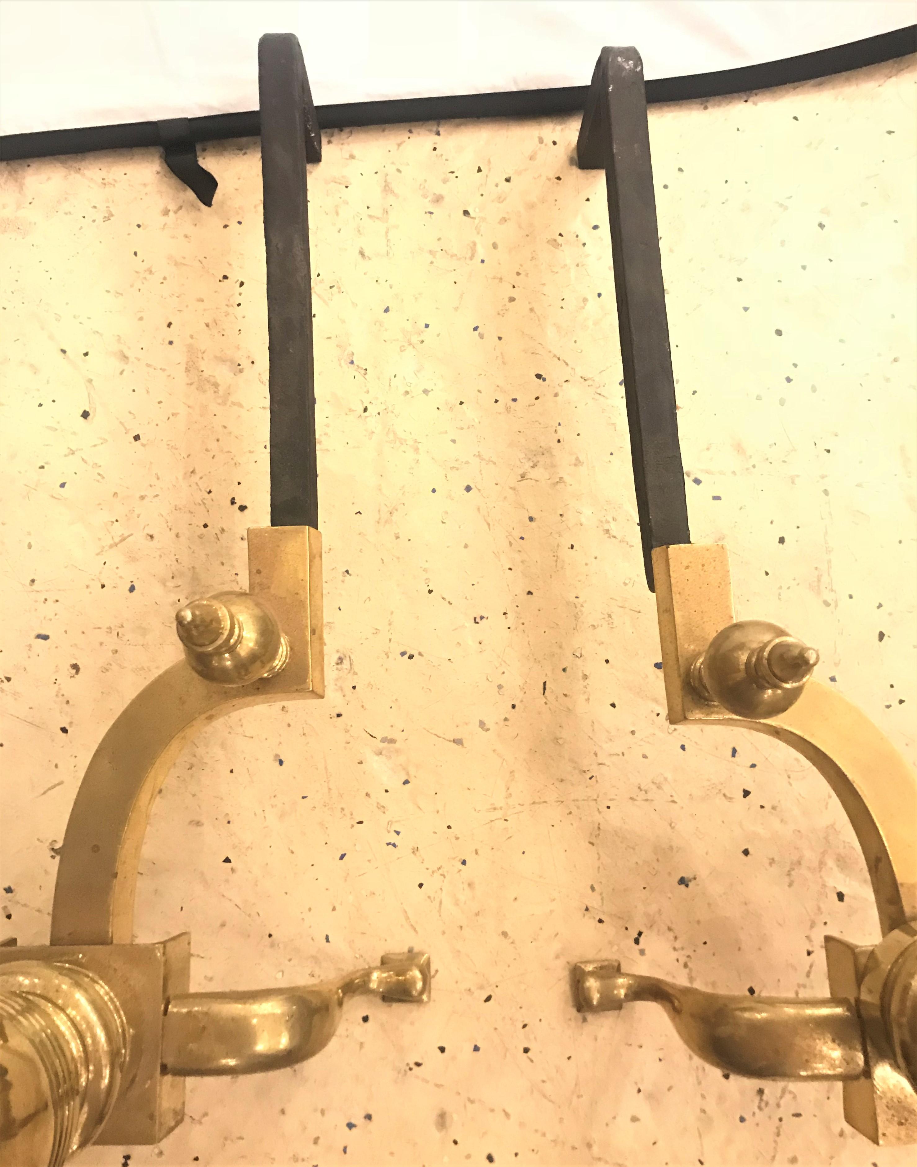 Pair of Large Georgian Style Brass Andirons 6