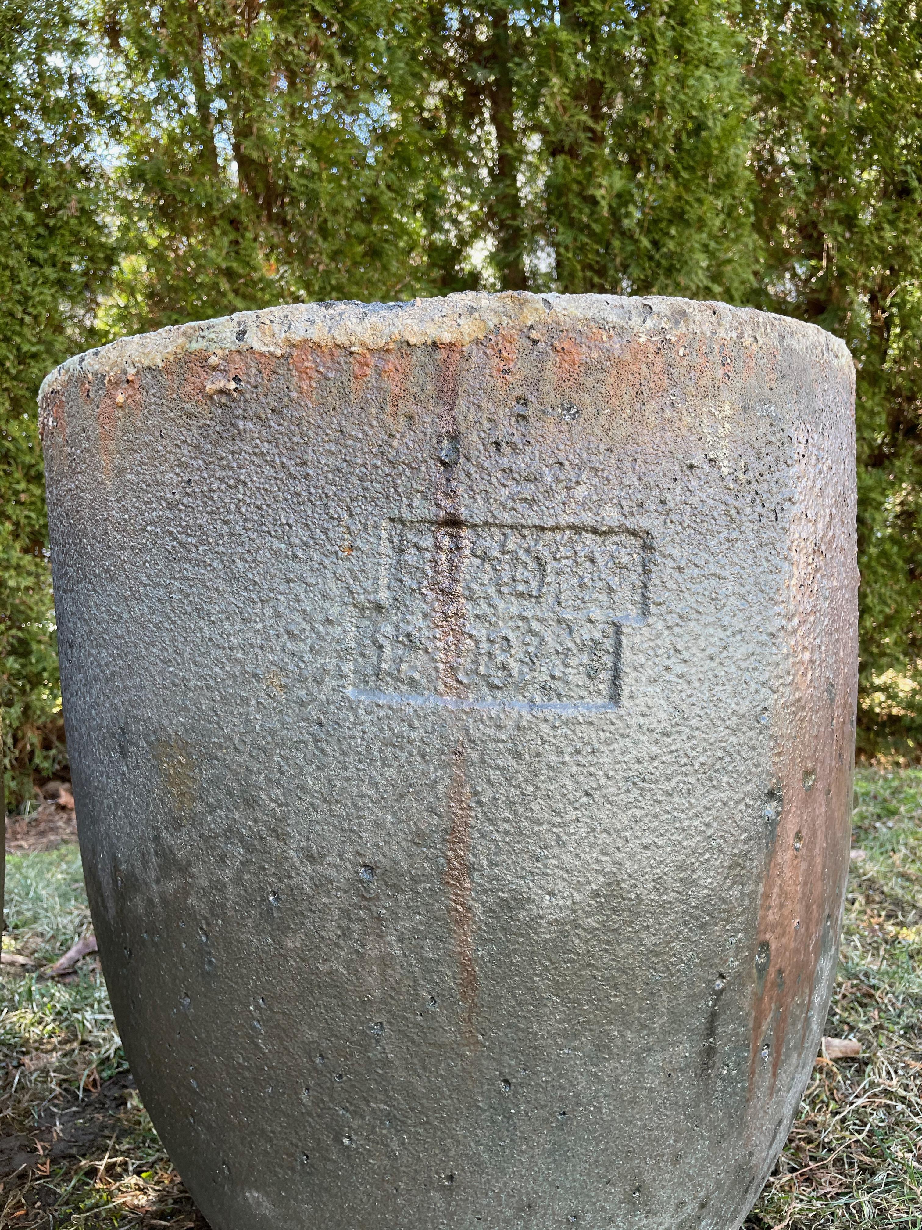 20th Century Pair of Large German Copper-Colored Ceramic Crucible Planters, Stamped For Sale