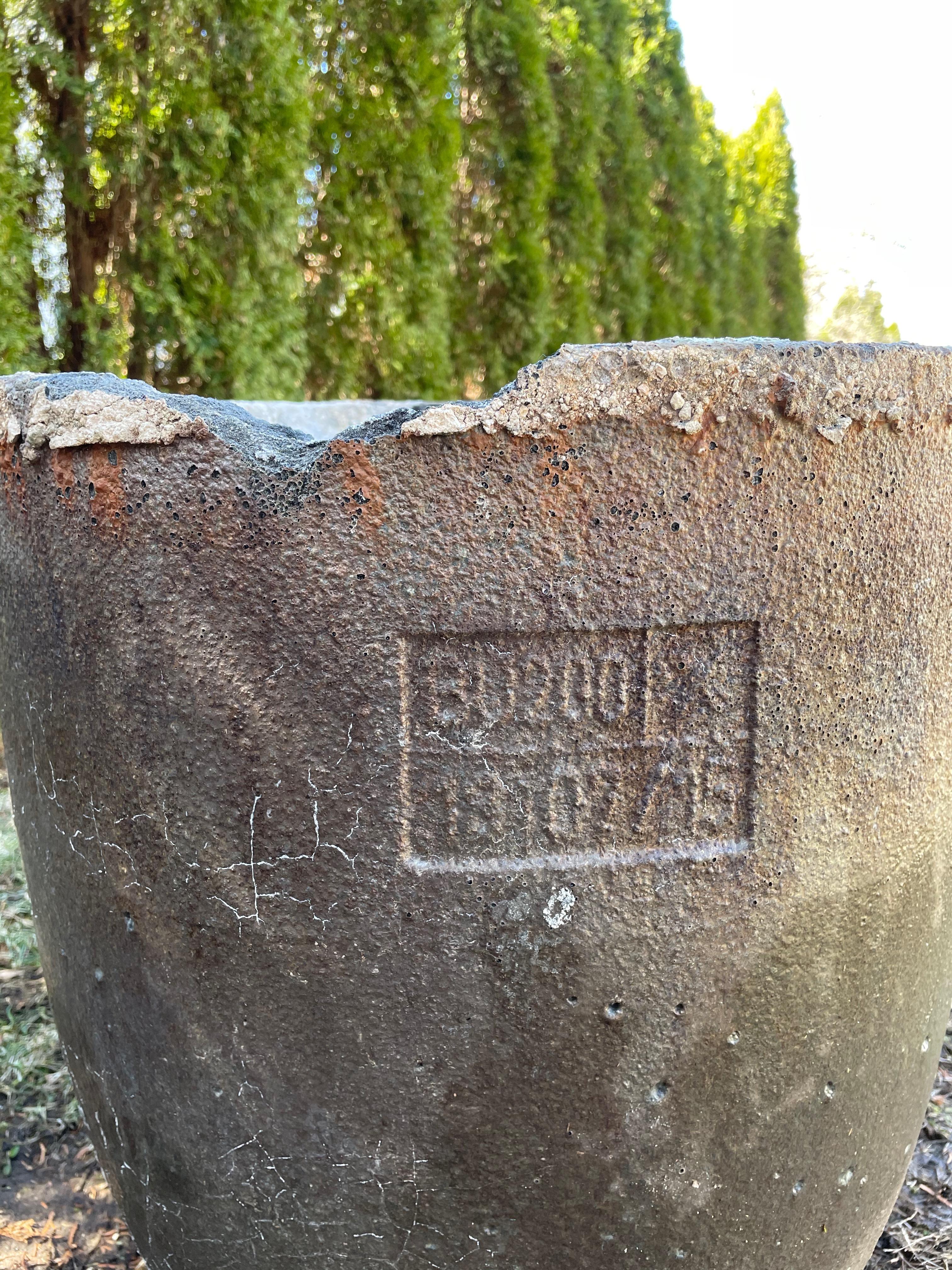 Pair of Large German Copper-Colored Ceramic Crucible Planters, Stamped For Sale 4